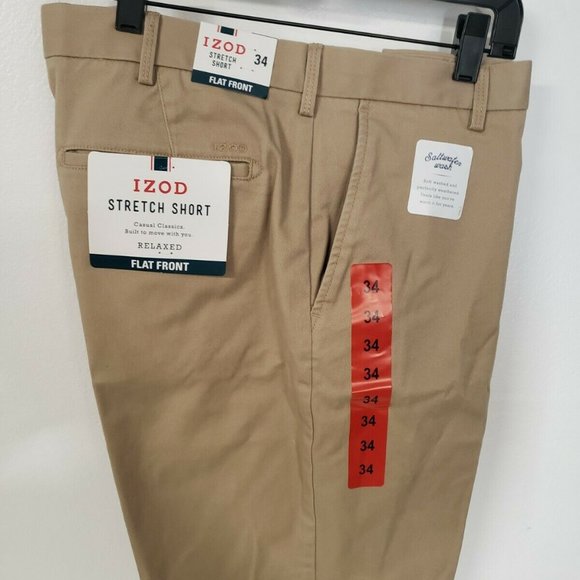 Men's IZOD Stretch Short Flat Front Relaxed Shorts - Picture 2 of 4